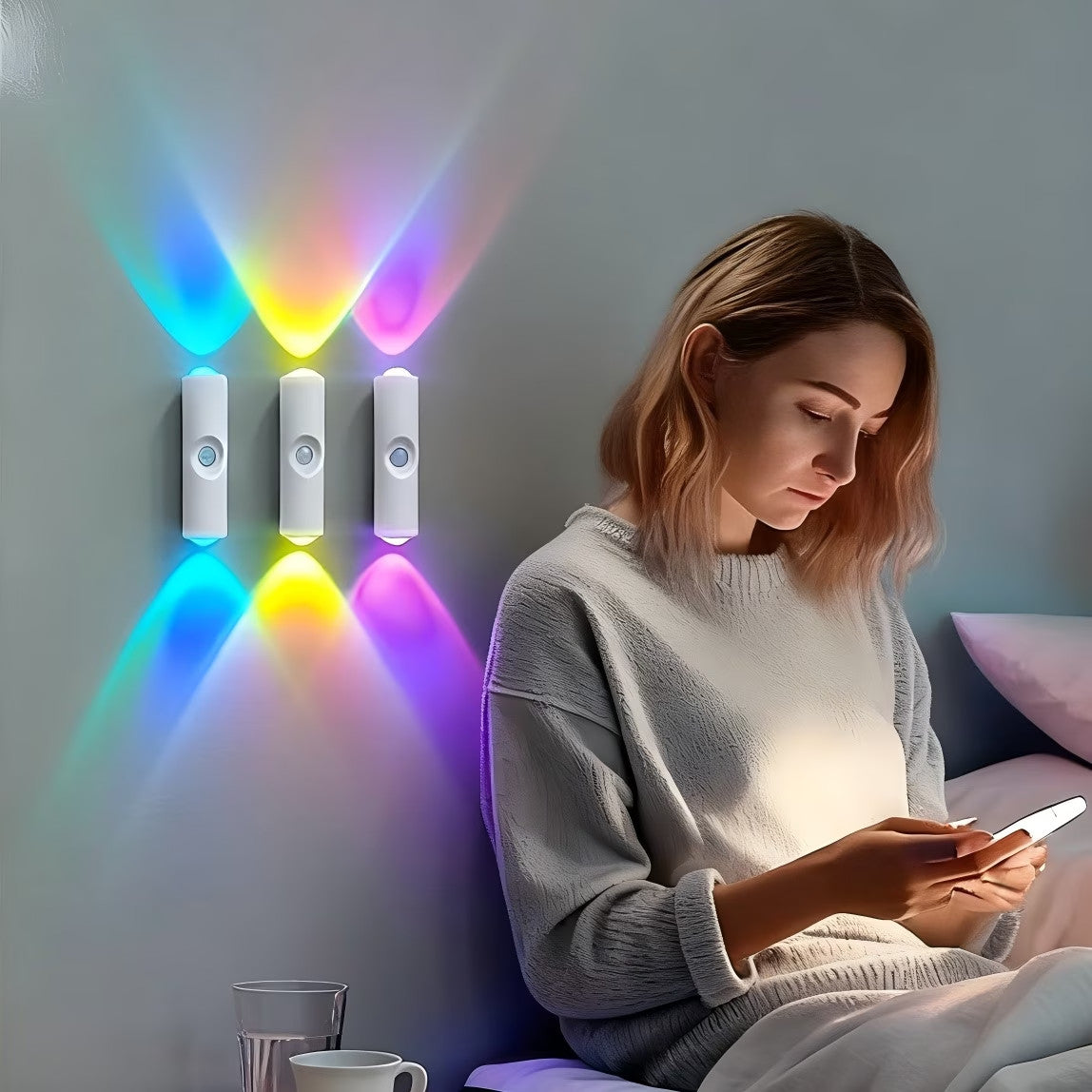 New Magnetic RGB Motion Sensor Night Light – USB Rechargeable Wireless LED Ambient Lamp for Bedroom, Closet & Stairs