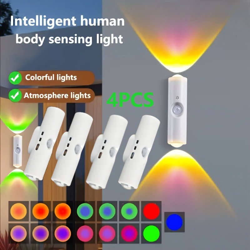 New Magnetic RGB Motion Sensor Night Light – USB Rechargeable Wireless LED Ambient Lamp for Bedroom, Closet & Stairs