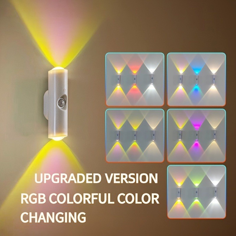 New Magnetic RGB Motion Sensor Night Light – USB Rechargeable Wireless LED Ambient Lamp for Bedroom, Closet & Stairs