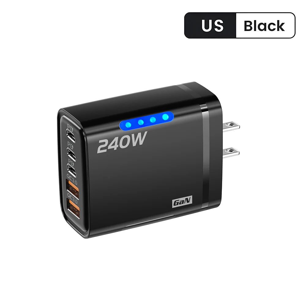 Allist Volt 240W GaN 5-Port Desktop Charging Station | 3× USB-C PD + USB-A QC 3.0 Fast Charger for Laptop, iPhone & Android