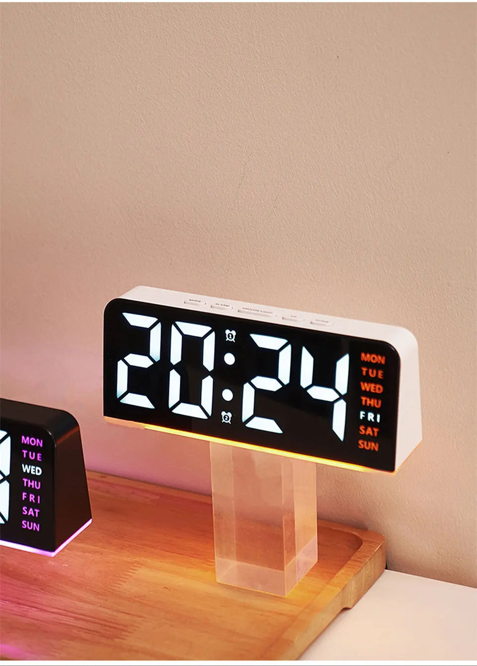Allist Aura 7” LED Digital Command Clock | Dual Alarm, Temperature & Ambient Under-Glow