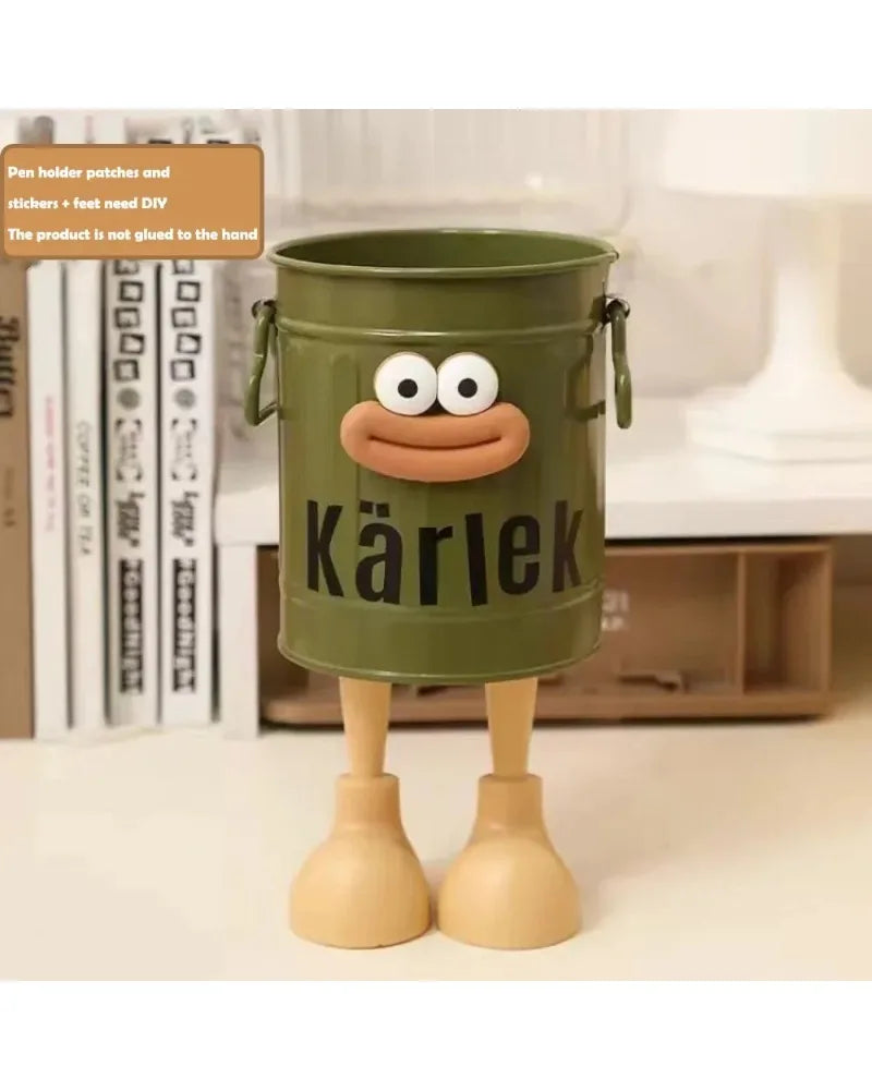 Allist Kärlek Metal Desk Organizer | DIY Character Pen Bucket & Industrial Tool Vault
