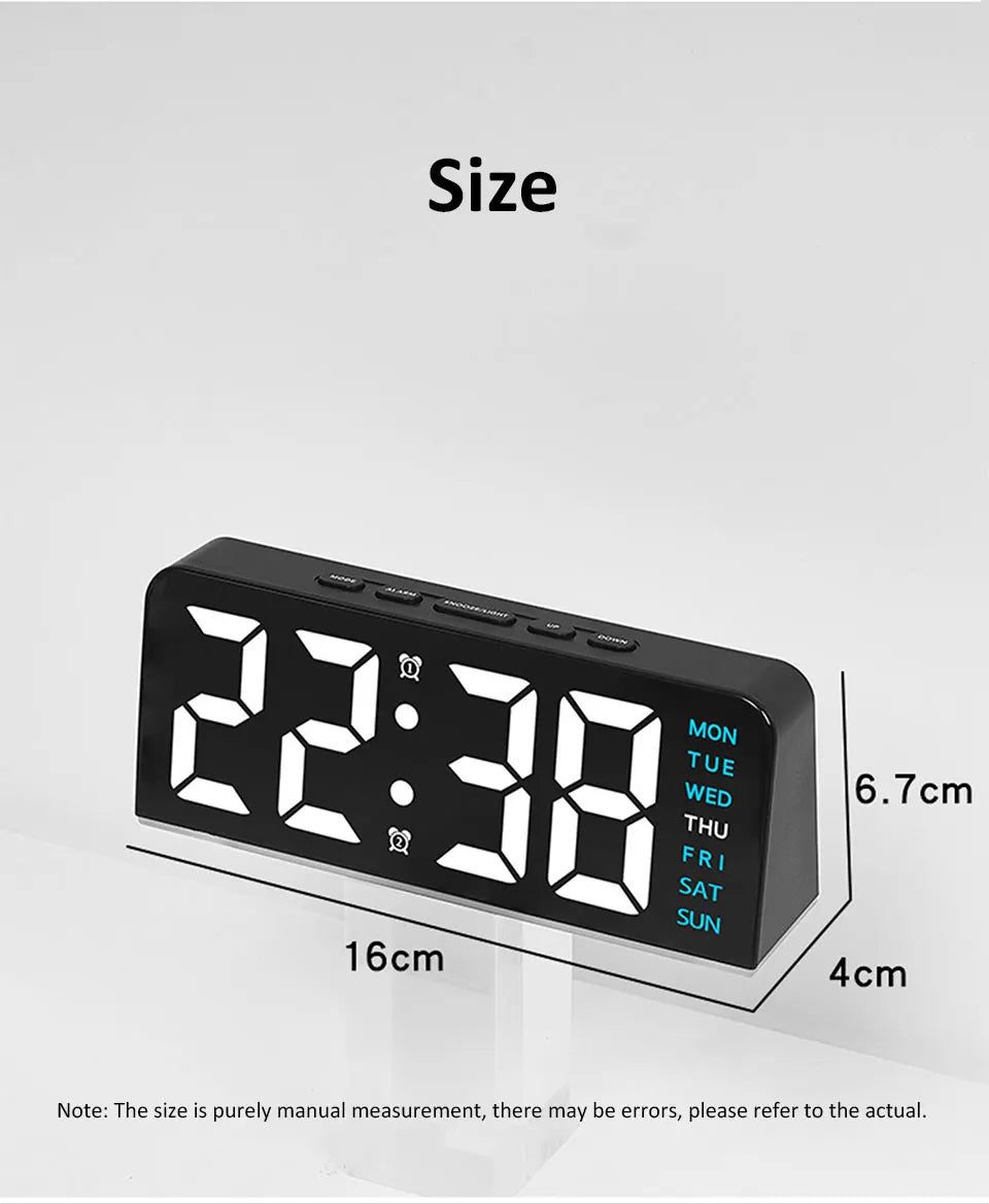 Allist Aura 7” LED Digital Command Clock | Dual Alarm, Temperature & Ambient Under-Glow