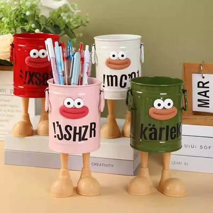 Allist Kärlek Metal Desk Organizer | DIY Character Pen Bucket & Industrial Tool Vault
