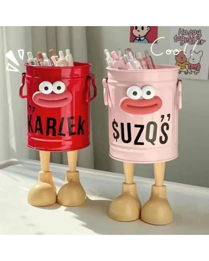 Allist Kärlek Metal Desk Organizer | DIY Character Pen Bucket & Industrial Tool Vault