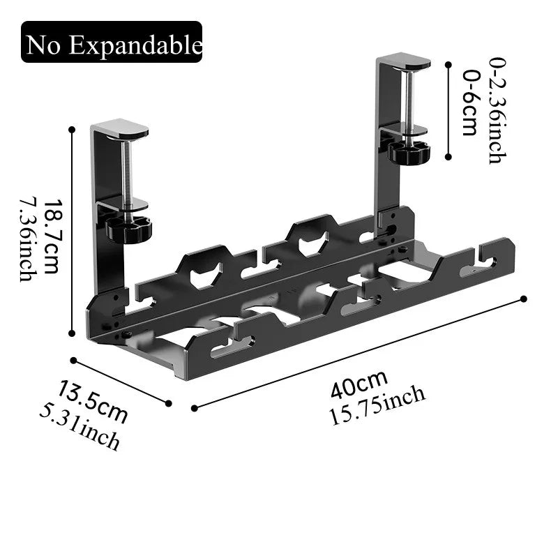 Allist Aero Telescopic Under-Desk Cable Manager | No-Drill Carbon Steel Power Hub