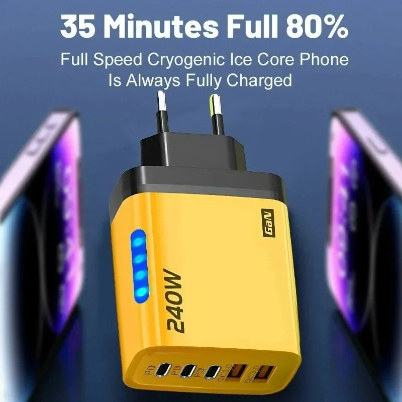 Allist Volt 240W GaN 5-Port Desktop Charging Station | 3× USB-C PD + USB-A QC 3.0 Fast Charger for Laptop, iPhone & Android