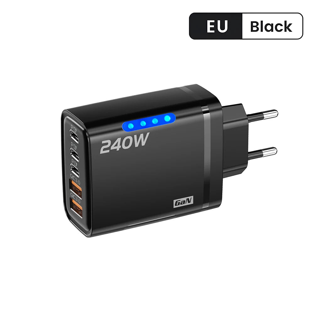 Allist Volt 240W GaN 5-Port Desktop Charging Station | 3× USB-C PD + USB-A QC 3.0 Fast Charger for Laptop, iPhone & Android