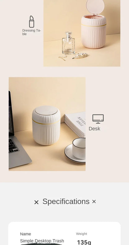 Allist Aero Desktop Waste Vault | Minimalist Press-Top Bin with Hidden Bag Design