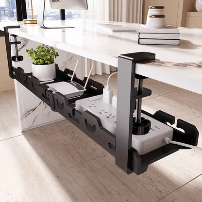 Allist Aero Telescopic Under-Desk Cable Manager | No-Drill Carbon Steel Power Hub