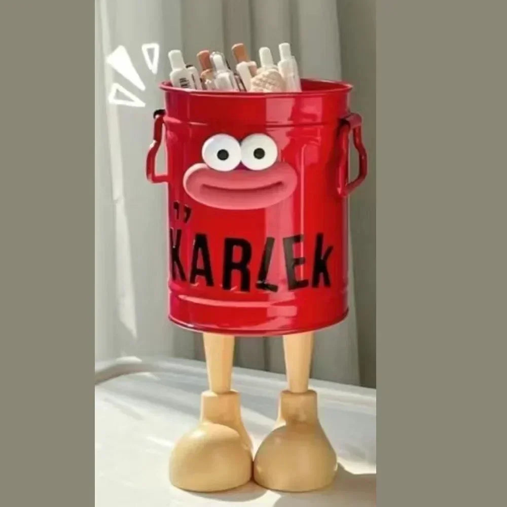 Allist Kärlek Metal Desk Organizer | DIY Character Pen Bucket & Industrial Tool Vault