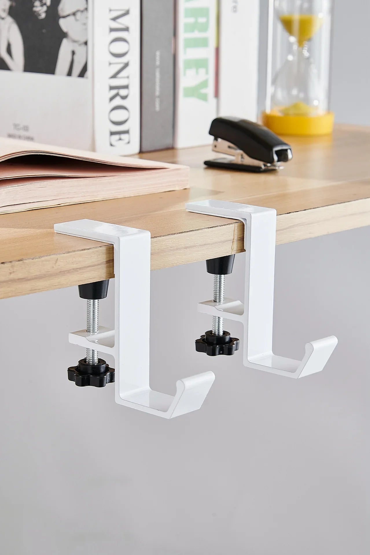 Allist™ Aero Under-Desk Aluminum Clamp Hook | Minimalist No-Drill Storage Mount