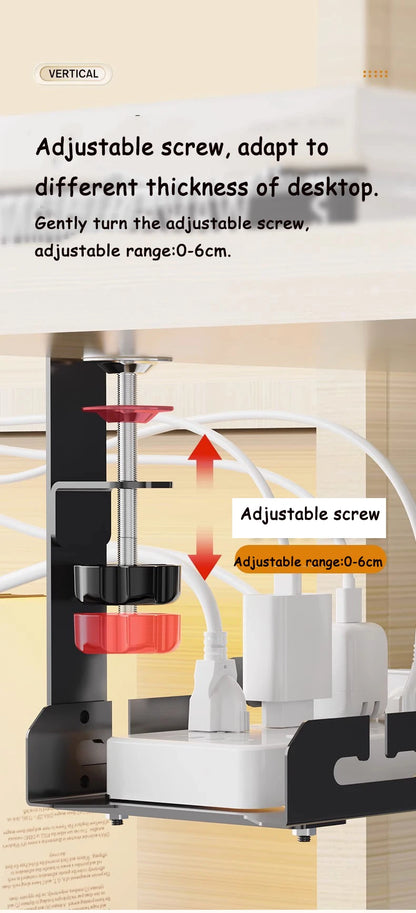 Allist Aero Telescopic Under-Desk Cable Manager | No-Drill Carbon Steel Power Hub