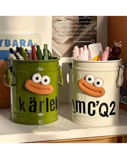Allist Kärlek Metal Desk Organizer | DIY Character Pen Bucket & Industrial Tool Vault