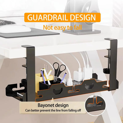 Allist Aero Telescopic Under-Desk Cable Manager | No-Drill Carbon Steel Power Hub