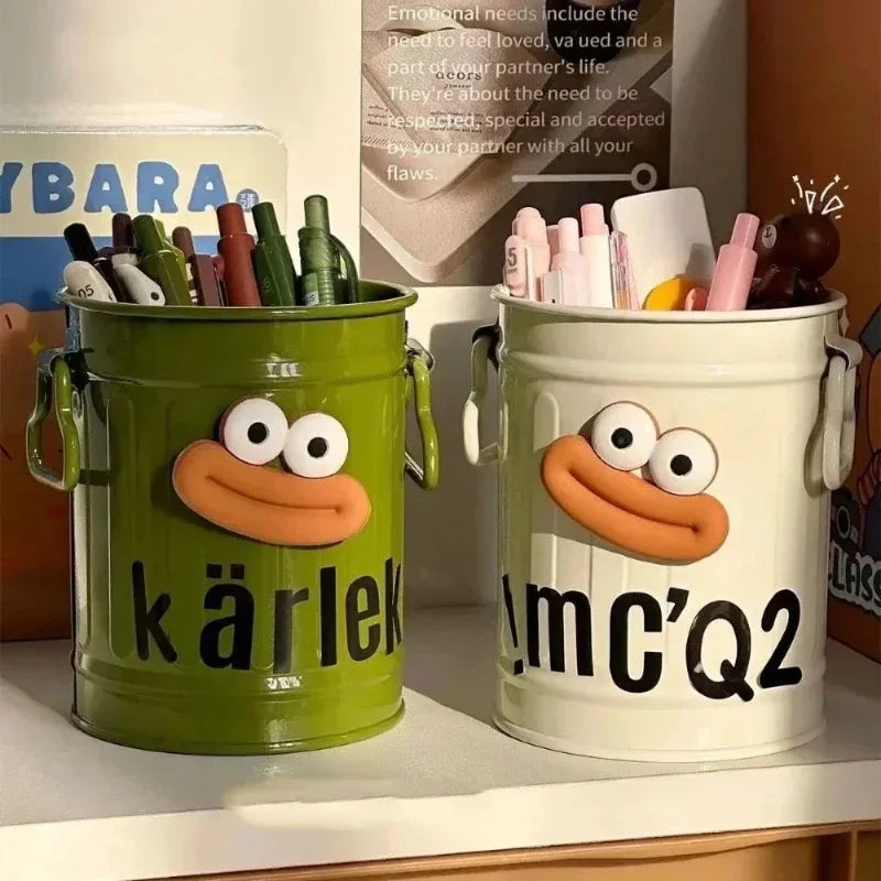 Allist Kärlek Metal Desk Organizer | DIY Character Pen Bucket & Industrial Tool Vault