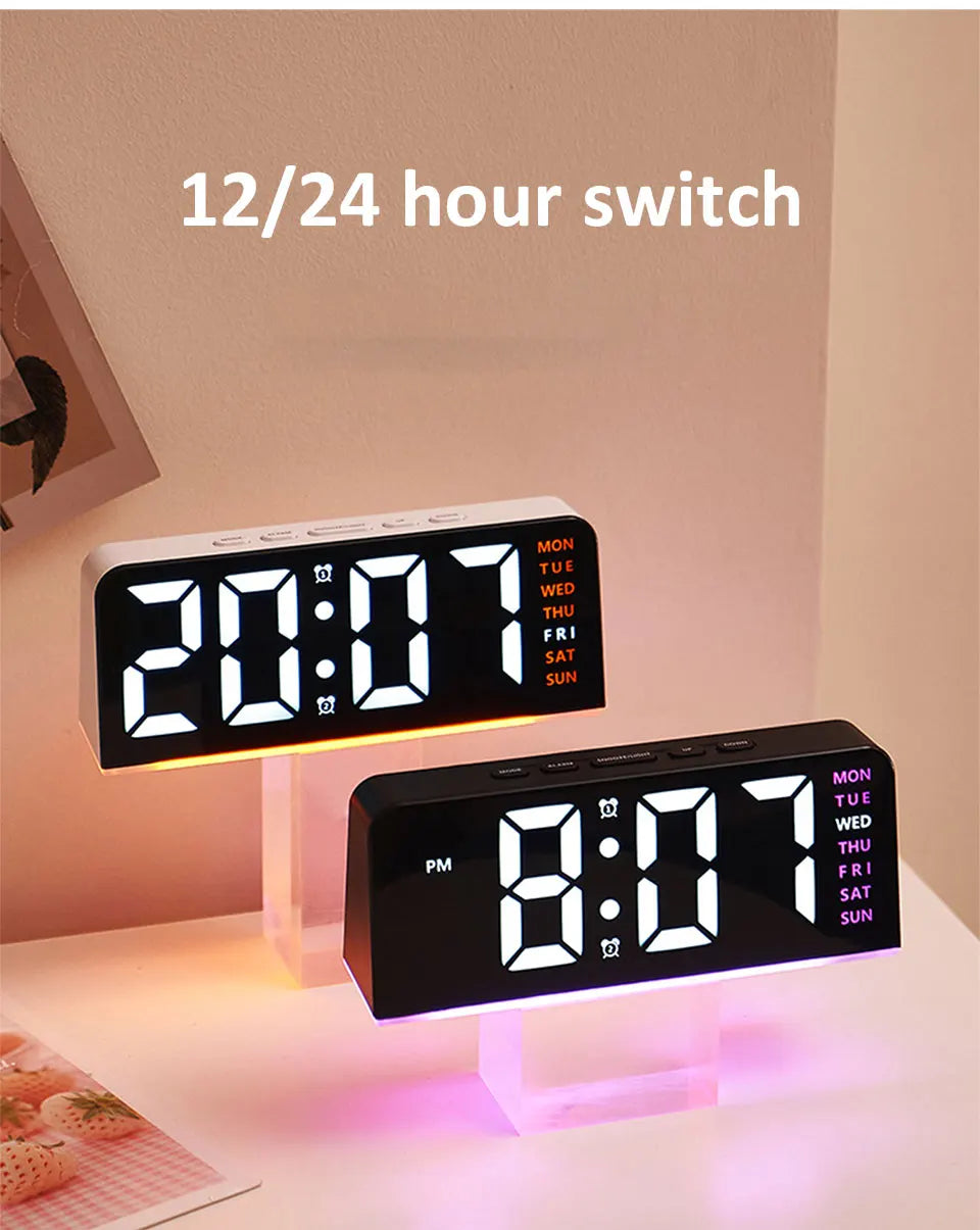 Allist Aura 7” LED Digital Command Clock | Dual Alarm, Temperature & Ambient Under-Glow