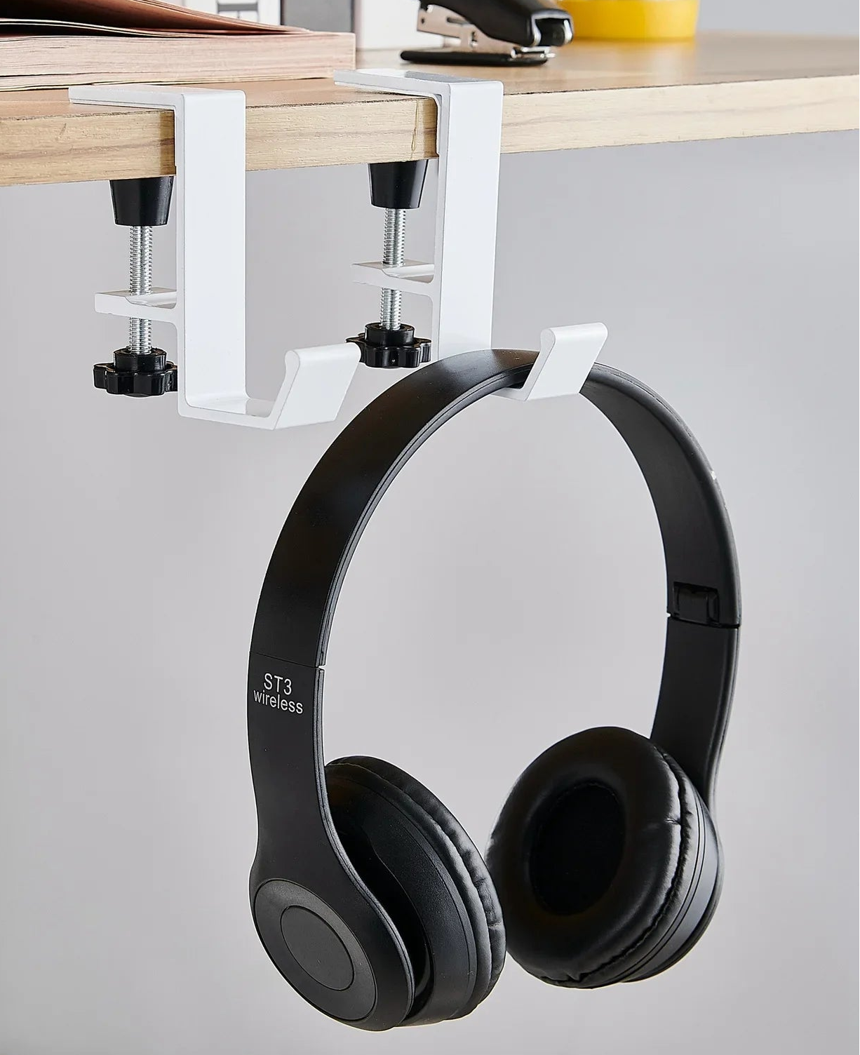 Allist™ Aero Under-Desk Aluminum Clamp Hook | Minimalist No-Drill Storage Mount