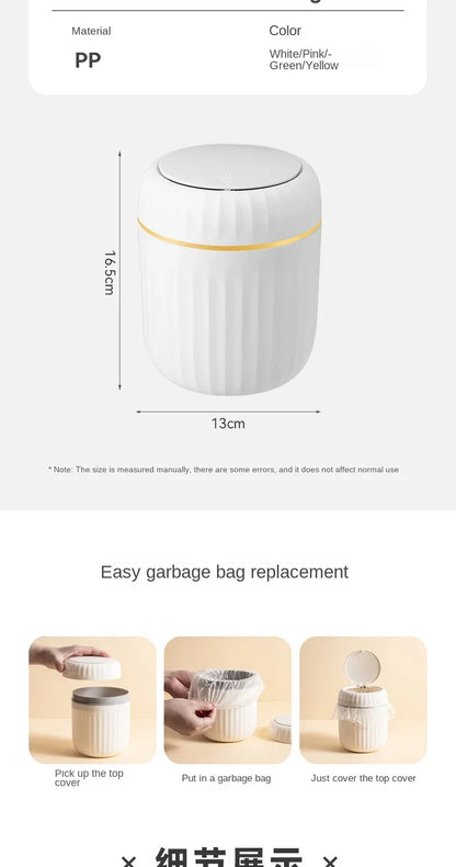 Allist Aero Desktop Waste Vault | Minimalist Press-Top Bin with Hidden Bag Design