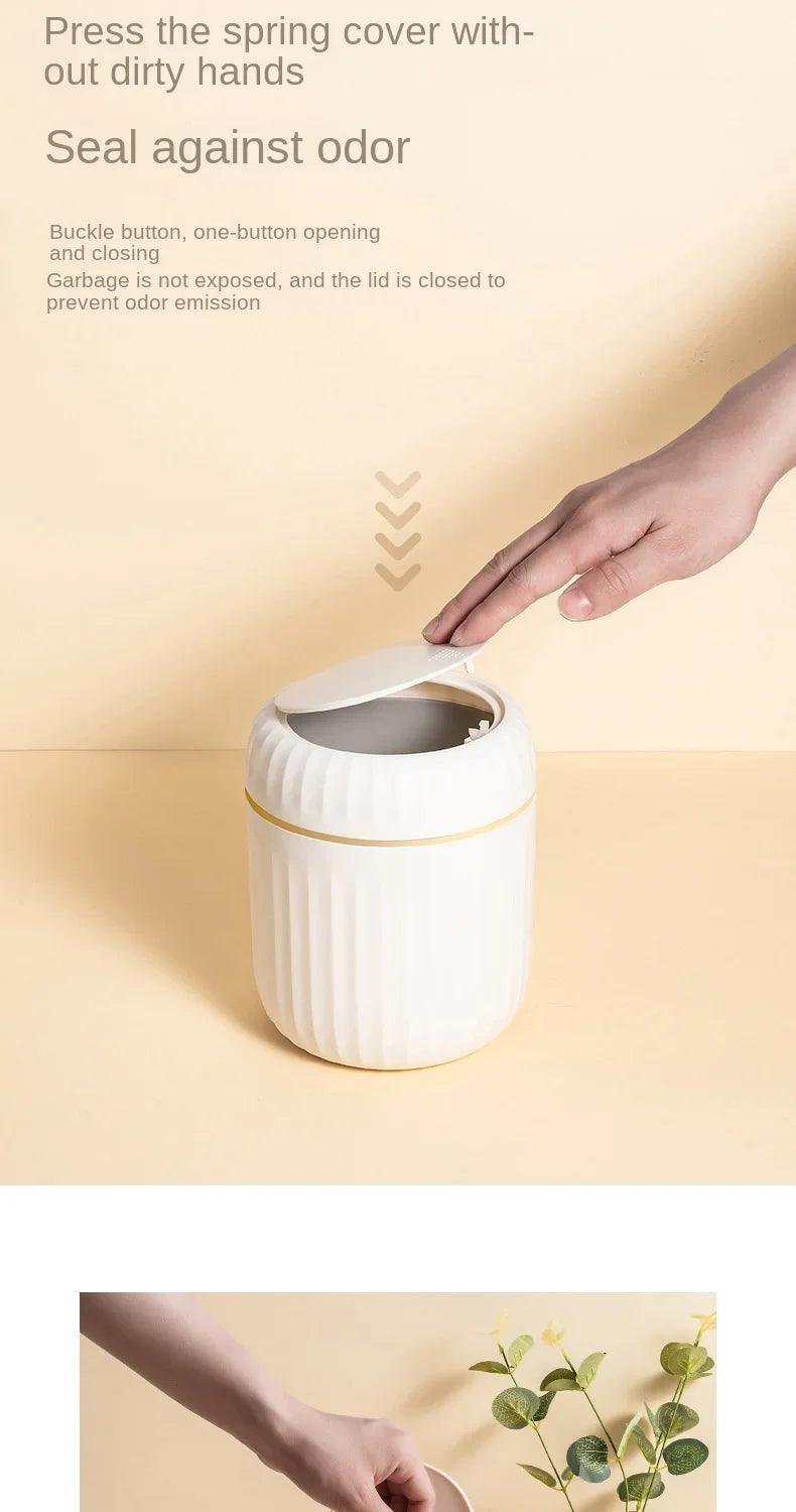Allist Aero Desktop Waste Vault | Minimalist Press-Top Bin with Hidden Bag Design