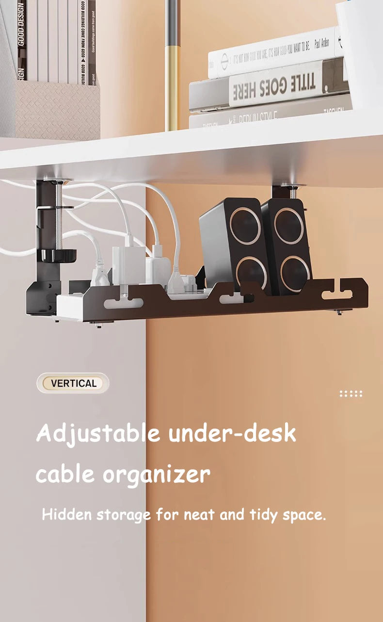 Allist Aero Telescopic Under-Desk Cable Manager | No-Drill Carbon Steel Power Hub