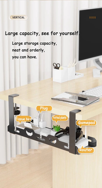 Allist Aero Telescopic Under-Desk Cable Manager | No-Drill Carbon Steel Power Hub