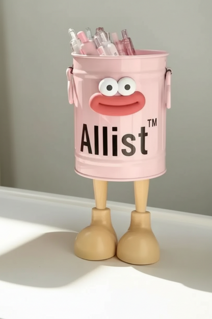 Allist Kärlek Metal Desk Organizer | DIY Character Pen Bucket & Industrial Tool Vault