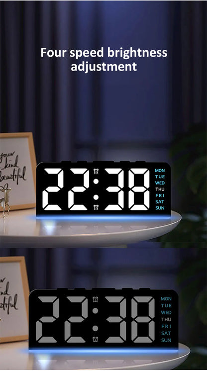 Allist Aura 7” LED Digital Command Clock | Dual Alarm, Temperature & Ambient Under-Glow