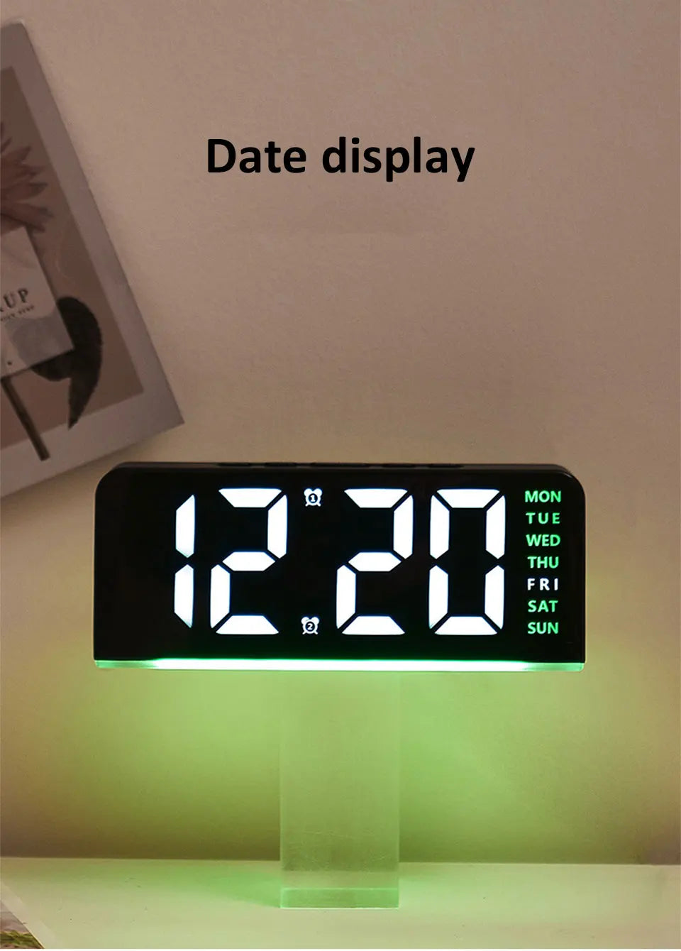 Allist Aura 7” LED Digital Command Clock | Dual Alarm, Temperature & Ambient Under-Glow