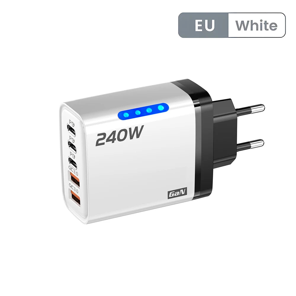 Allist Volt 240W GaN 5-Port Desktop Charging Station | 3× USB-C PD + USB-A QC 3.0 Fast Charger for Laptop, iPhone & Android