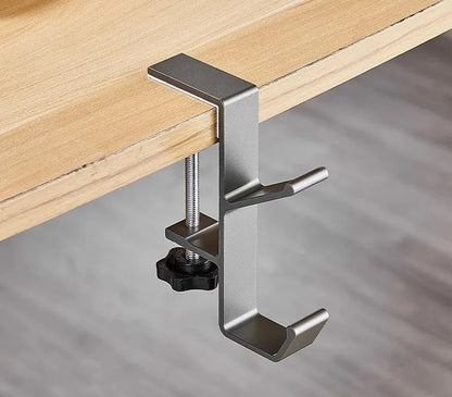 Allist™ Aero Under-Desk Aluminum Clamp Hook | Minimalist No-Drill Storage Mount