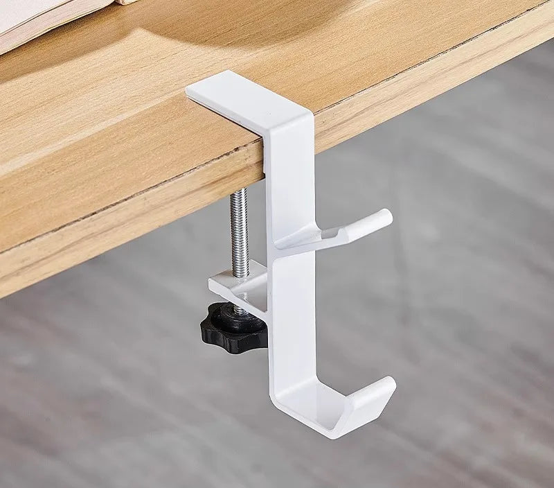 Allist™ Aero Under-Desk Aluminum Clamp Hook | Minimalist No-Drill Storage Mount