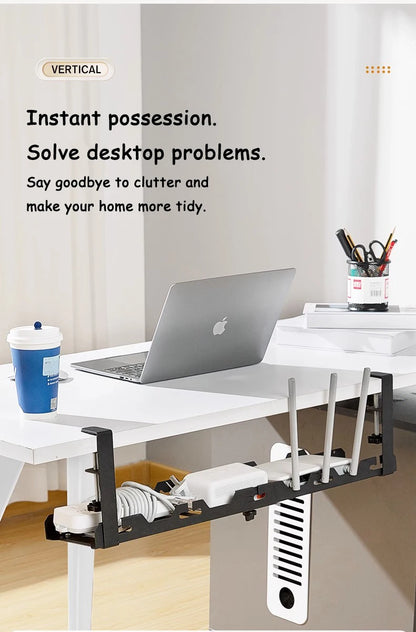 Allist Aero Telescopic Under-Desk Cable Manager | No-Drill Carbon Steel Power Hub