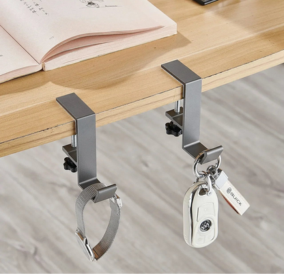 Allist™ Aero Under-Desk Aluminum Clamp Hook | Minimalist No-Drill Storage Mount