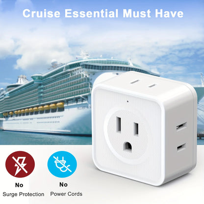 Allist Aero 5-Way Outlet Expander | Minimalist Cordless Power Cube & Cruise-Safe Travel Splitter