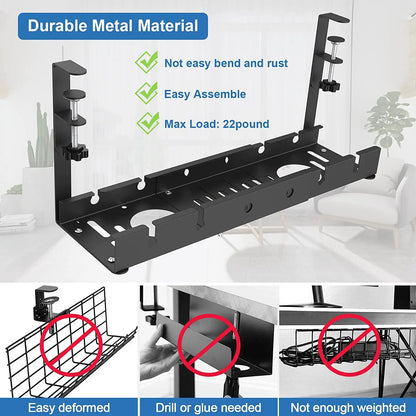 Allist Aero Telescopic Under-Desk Cable Manager | No-Drill Carbon Steel Power Hub