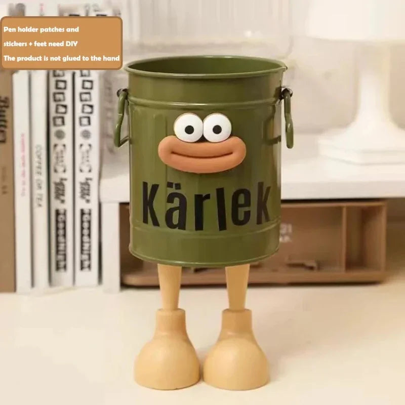 Allist Kärlek Metal Desk Organizer | DIY Character Pen Bucket & Industrial Tool Vault