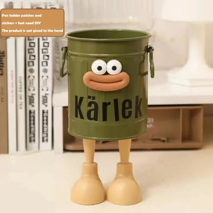 Allist Kärlek Metal Desk Organizer | DIY Character Pen Bucket & Industrial Tool Vault