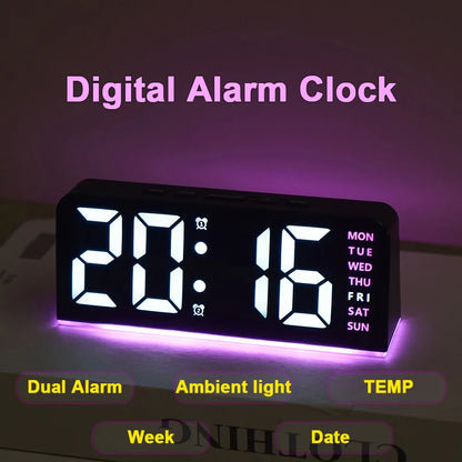 Allist Aura 7” LED Digital Command Clock | Dual Alarm, Temperature & Ambient Under-Glow