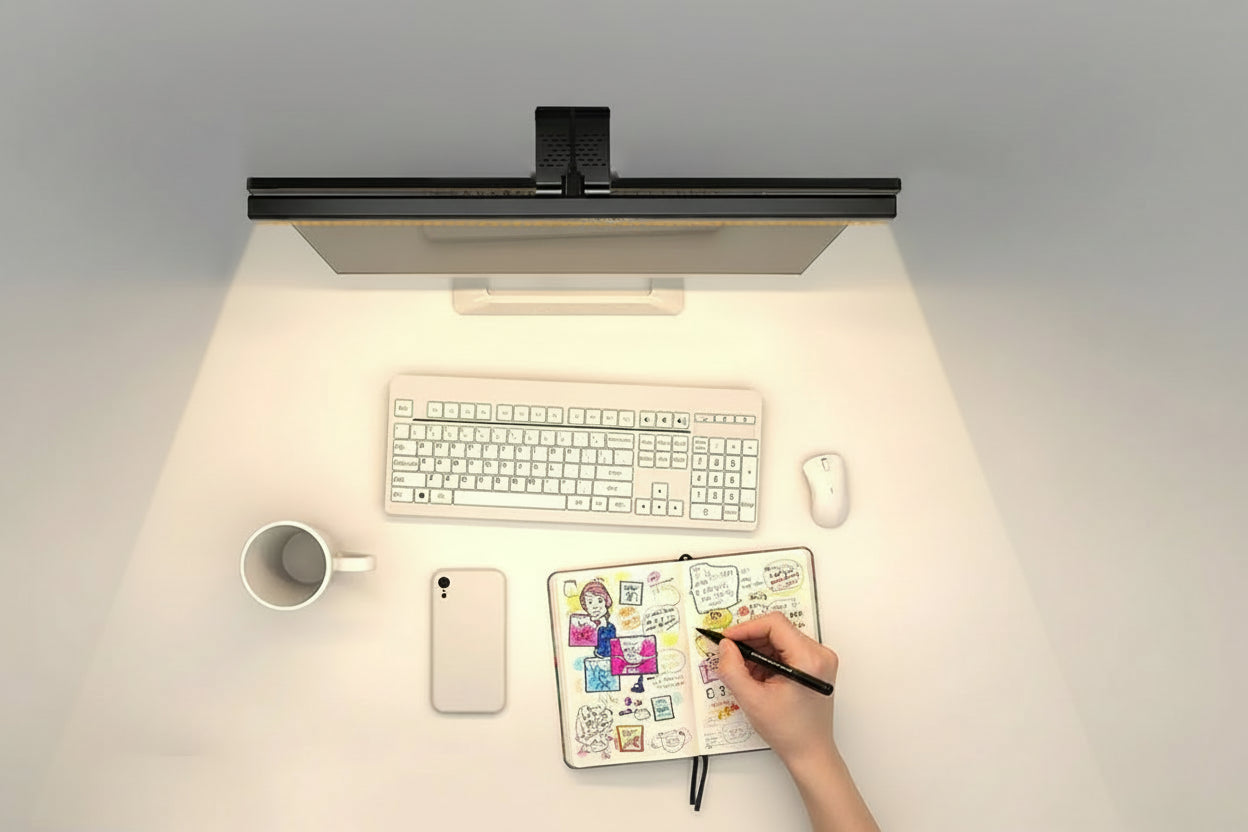 Allist™ Horizon 50 Monitor Light Bar | Asymmetrical Eye-Care Desk Lamp & Screen Glow