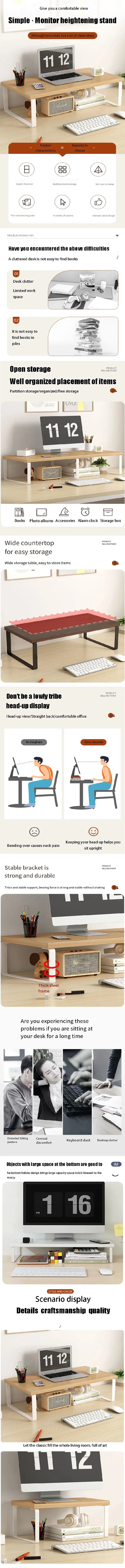 Allist Aero Ergonomic Monitor Riser | Minimalist Wood & Steel Desktop Elevator