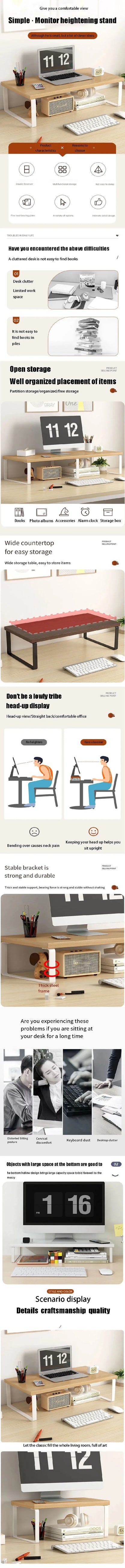 Allist Aero Ergonomic Monitor Riser | Minimalist Wood & Steel Desktop Elevator