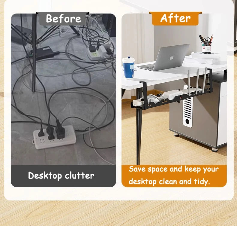 Allist Aero Telescopic Under-Desk Cable Manager | No-Drill Carbon Steel Power Hub