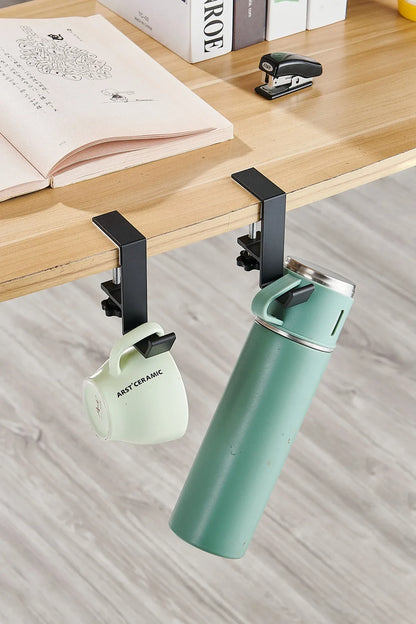 Allist™ Aero Under-Desk Aluminum Clamp Hook | Minimalist No-Drill Storage Mount