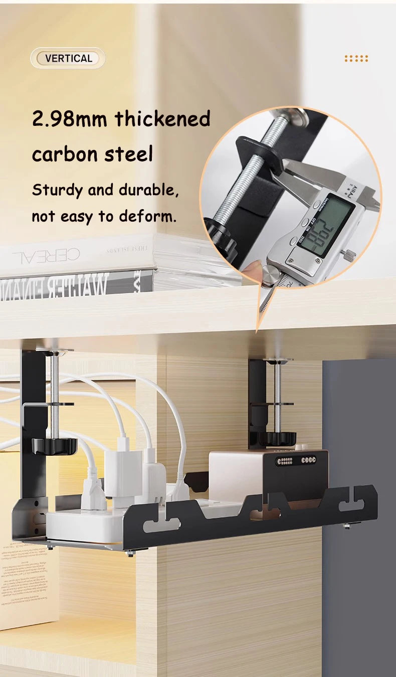 Allist Aero Telescopic Under-Desk Cable Manager | No-Drill Carbon Steel Power Hub