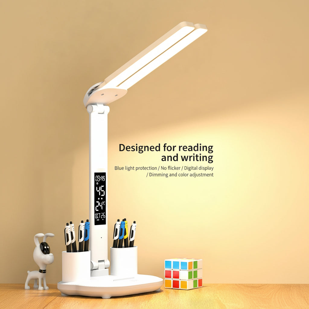 Allist™ Zenith Dual-Wing Workstation Lamp | Smart LED Display, Organizer & Phone Dock