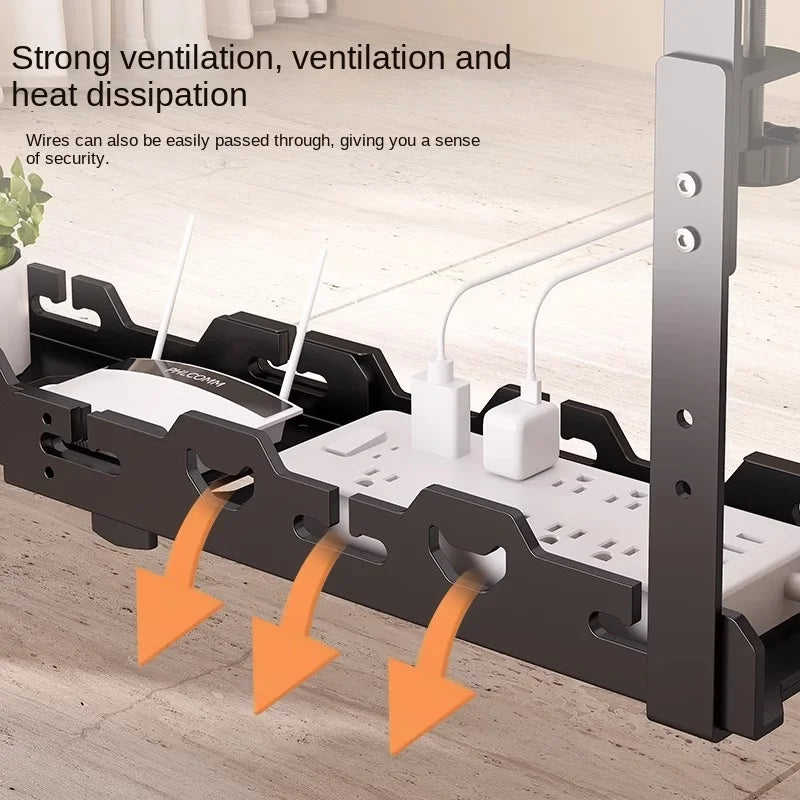 Allist Aero Telescopic Under-Desk Cable Manager | No-Drill Carbon Steel Power Hub