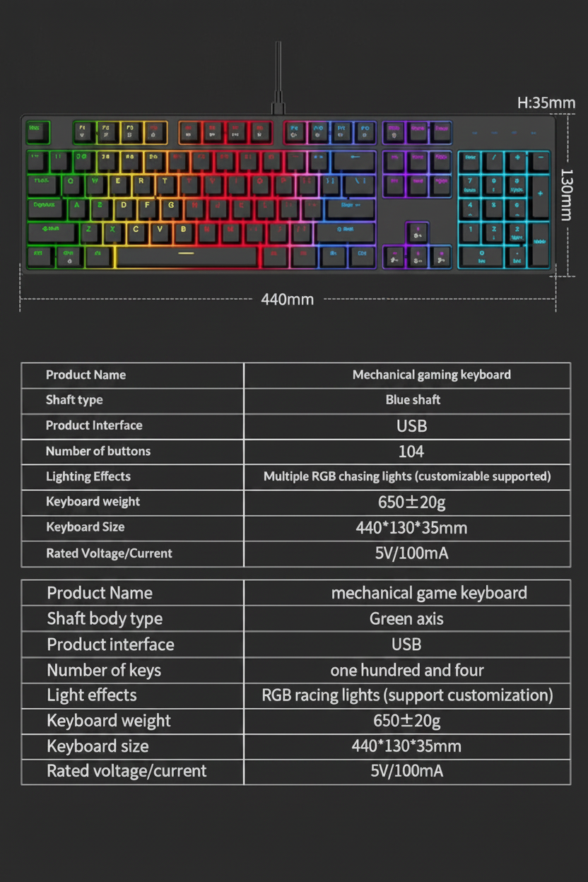 Allist K-104 Mechanical Workstation Keyboard | Tactile Blue Switches & Detachable Type-C Cable