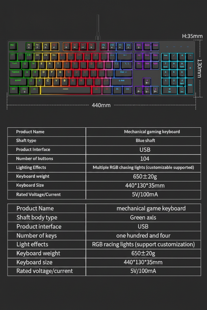 Allist K-104 Mechanical Workstation Keyboard | Tactile Blue Switches & Detachable Type-C Cable