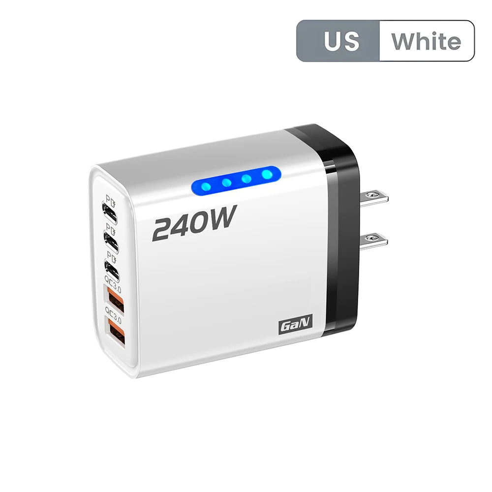 Allist Volt 240W GaN 5-Port Desktop Charging Station | 3× USB-C PD + USB-A QC 3.0 Fast Charger for Laptop, iPhone & Android
